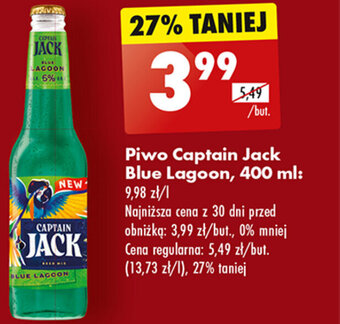Biedronka Piwo Captain Jack Blue Lagoon, 400 ml oferta