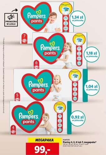 Lidl PAMPERS Pantsy 4, 5, 6 lub 7, megapaka oferta