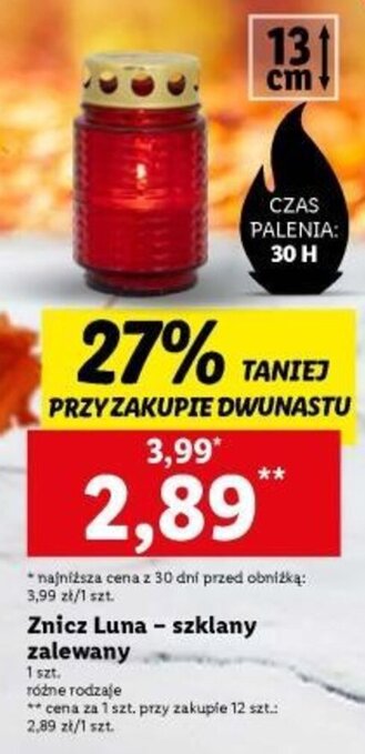 Lidl Znicz Luna – szklany zalewany oferta