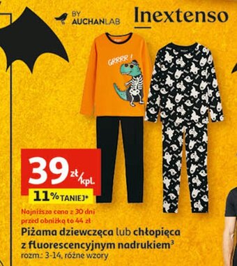 Auchan Piżama chłopięca z fluorescencyjnym nadrukiem 3-14 lat oferta