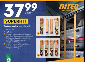 Biedronka Zestaw pasów mocujących 2x z klamrą i hakiem + 2x ściągających oferta