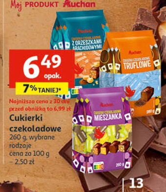 Auchan Cukierki czekoladowe orzeszki arachidowe oferta
