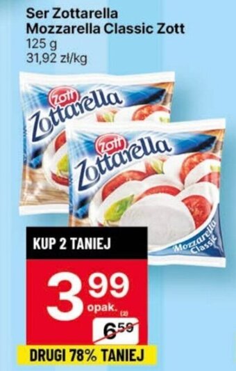 Delikatesy Centrum Ser Zottarella Mozzarella Classic Zott 125g oferta