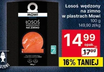 Delikatesy Centrum Łosoś wędzony na zimno w plastrach Mowi 100g oferta