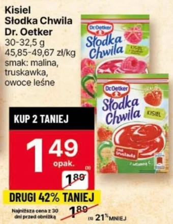 Delikatesy Centrum Kisiel Słodka Chwila Dr. Oetker 30-32,5 g oferta