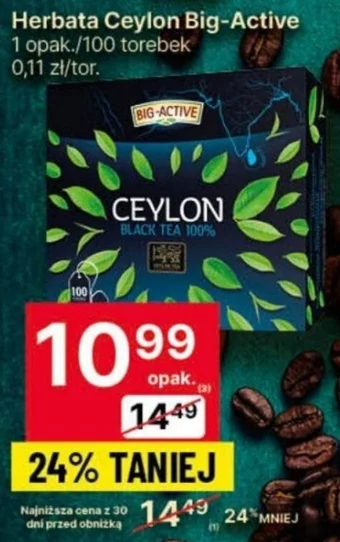 Delikatesy Centrum Herbata Ceylon Big-Active 100 torebek oferta