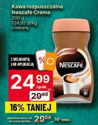 Delikatesy Centrum Kawa rozpuszczalna Nescafé Crema 200g oferta