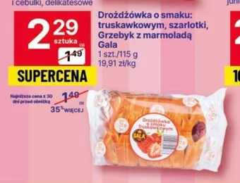 Delikatesy Centrum Drożdżówka o smaku truskawkowym szarlotki Grzebyk z marmoladą Gala 115g oferta