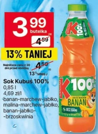 Delikatesy Centrum Sok Kubus 100% 0.85l oferta