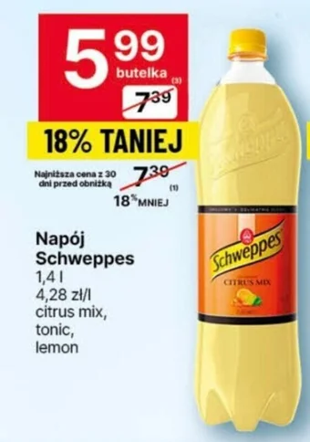 Delikatesy Centrum Napój Schweppes 1.4l oferta