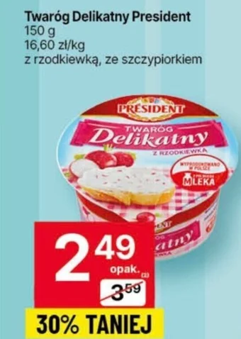 Delikatesy Centrum Twaróg Delikatny President 150 g oferta