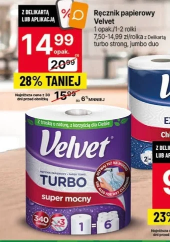 Delikatesy Centrum Ręcznik papierowy Velvet 1-2 rolki oferta