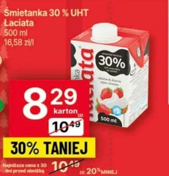 Delikatesy Centrum Śmietanka 30 % UHT Łaciata 500ml oferta