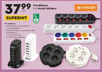 Biedronka Przedłużacz 2 usb + 4 gniazda czarny oferta