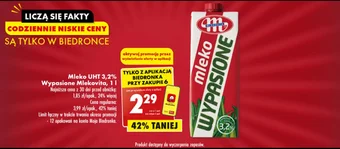 Biedronka Mleko UHT 3,2% Wypasione Mlekovita, 1 I oferta