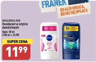 ALDI NIVEA/NIVEA MEN Dezodorant w sztyfcie damski/męski 50ml oferta