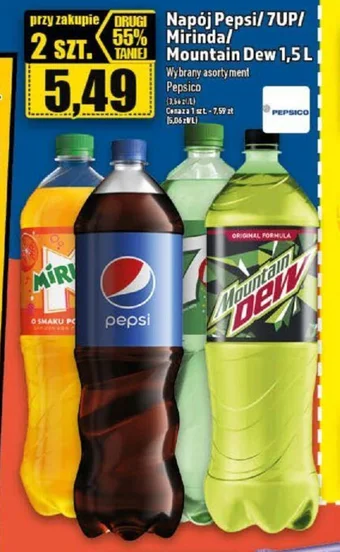 Topaz Napój Pepsi 7UP Mirinda Mountain Dew 1,5 L oferta