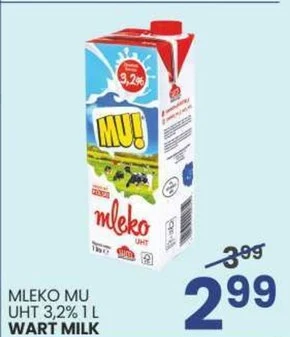 Wafelek Mu! mleko uht 3,2% 1 l oferta