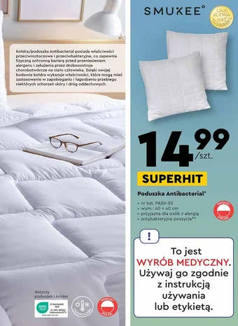 Biedronka SMUKEE Poduszka Antibacterial 40x40cm oferta