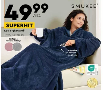 Biedronka SMUKEE Koc z rękawami 150x180cm oferta