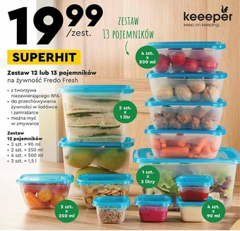 Biedronka keeeper Zestaw 12 lub 13 pojemników na żywność Fredo Fresh oferta