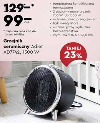 Biedronka Grzejnik ceramiczny Adler AD7742 1500 W oferta