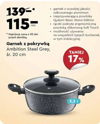 Biedronka Garnek z pokrywką Ambition Steel Grey śr. 20 cm oferta