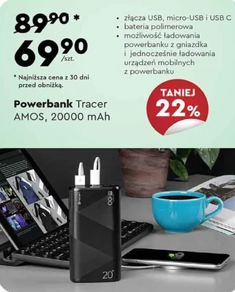 Biedronka Powerbank Tracer AMOS 20000 mAh oferta