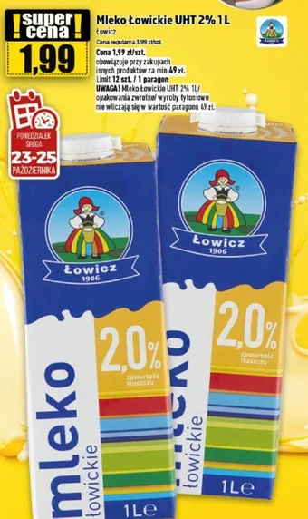 Mleko Łowickie UHT 2% 1L Łowicz