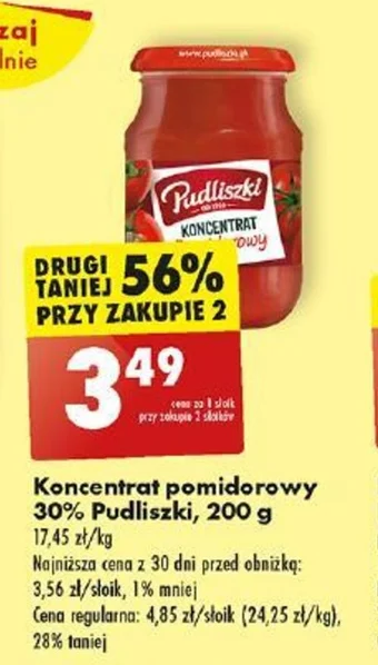 Biedronka Koncentrat pomidorowy 30% Pudliszki 200 g oferta