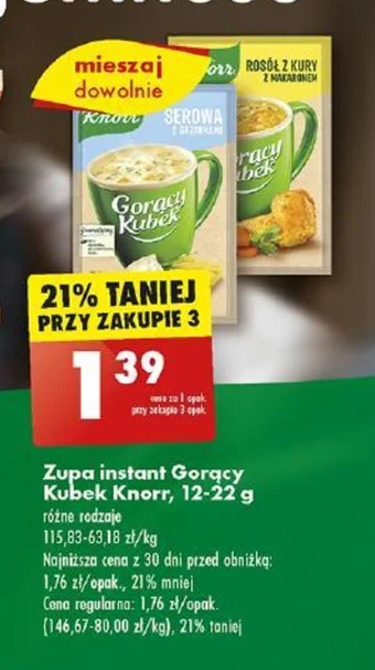 Biedronka Zupa instant Gorący Kubek Knorr 12-22 g oferta