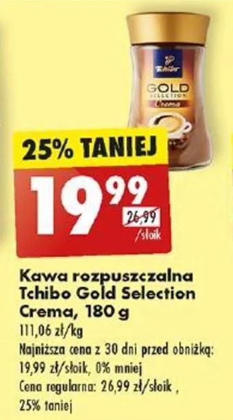 Biedronka Kawa rozpuszczalna Tchibo Gold Selection Crema 180 g oferta