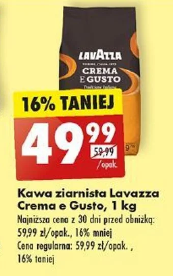 Biedronka Kawa ziarnista Lavazza Crema e Gusto 1 kg oferta