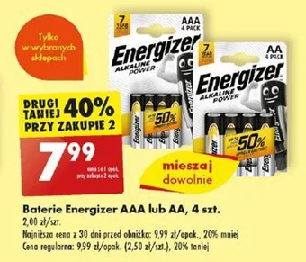 Biedronka Baterie Energizer AAA lub AA 4 szt. oferta