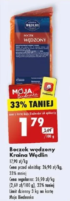 Biedronka Boczek wędzony Kraina Wędlin 100g oferta