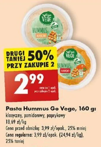 Biedronka Pasta Hummus Go Vege 160 g oferta