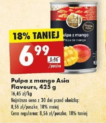 Biedronka Pulpa z mango Asia Flavours 425 g oferta
