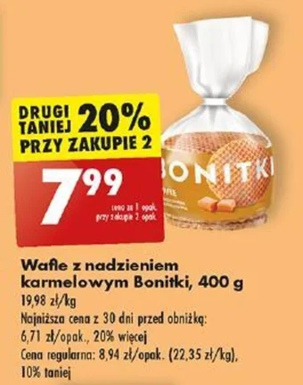 Biedronka Wafle z nadzieniem karmelowym Bonitki 400 g oferta