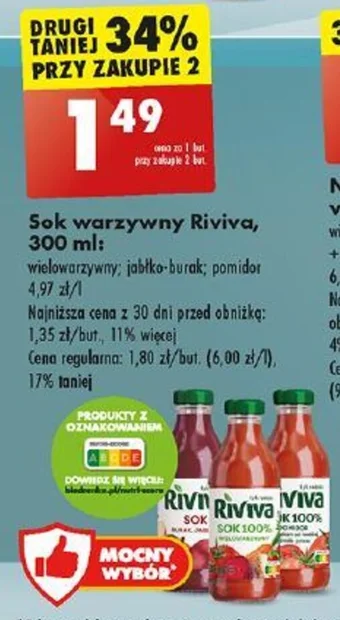 Biedronka Sok warzywny Riviva 300 ml oferta