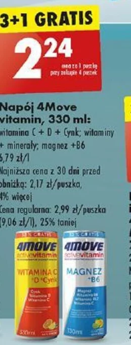 Biedronka Napój 4Move vitamin 330 ml oferta