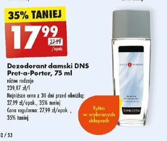Biedronka Dezodorant damski DNS Pret-a-Porter 75 ml oferta