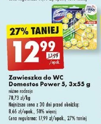 Biedronka Zawieszka do WC Domestos Power 5 3x55 g oferta