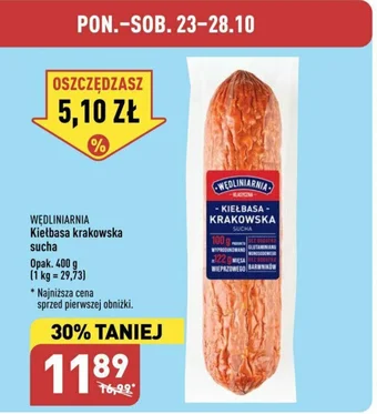 ALDI WĘDLINIARNIA Kiełbasa krakowska 400 g oferta
