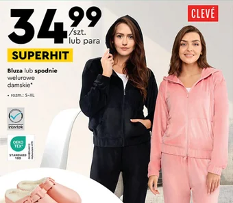 Biedronka CLEVÉ Bluza/spodnie welurowe damskie oferta