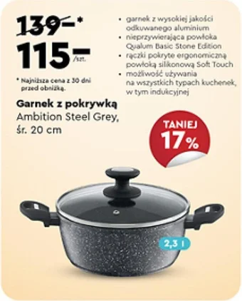 Ambition Steel Grey Garnek z pokrywką