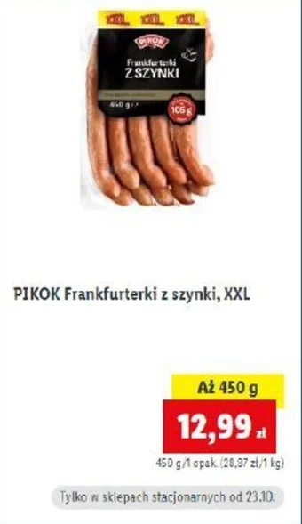 Lidl PIKOK Frankfurterki z szynki 450g oferta