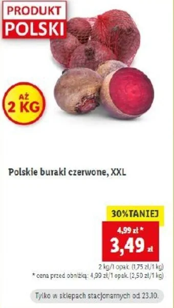 Lidl Polskie buraki czerwone 1kg oferta
