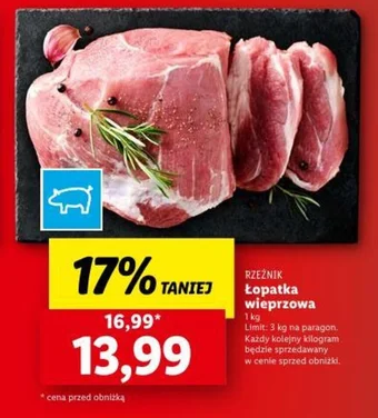 Lidl RZEŹNIK Łopatka wieprzowa 1kg oferta