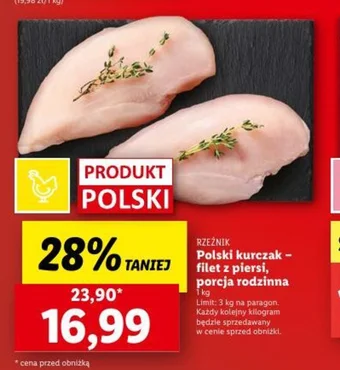 Lidl RZEŹNIK Polski kurczak filet z piersi porcja rodzinna 1kg oferta