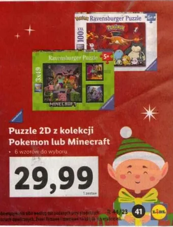 Lidl Puzzle 2D z kolekcji Pokemon/Minecraft oferta